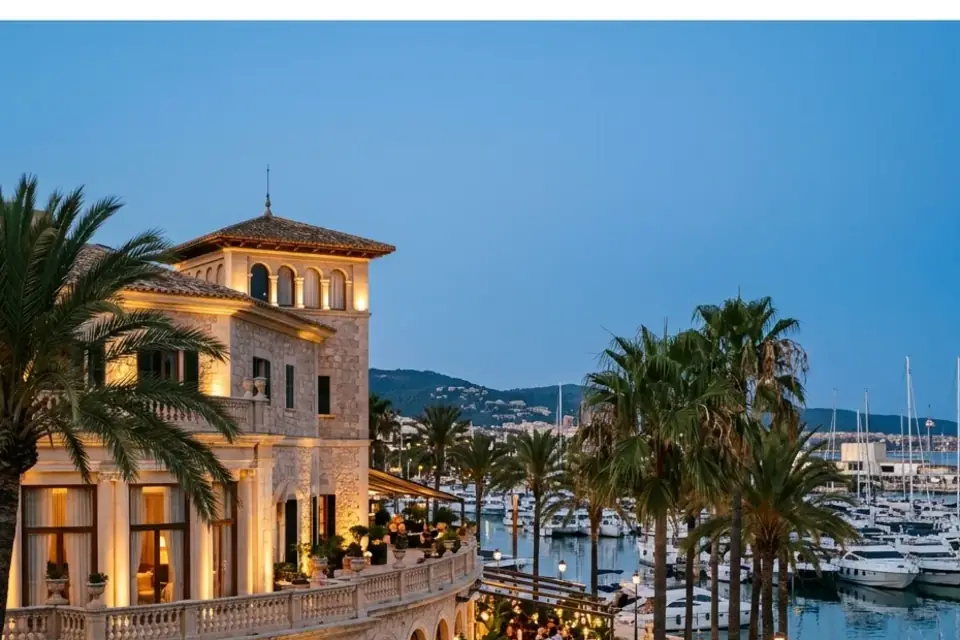 Waterfront villa and marina moorings at Porto Pi, Palma de Mallorca (illustrative image)